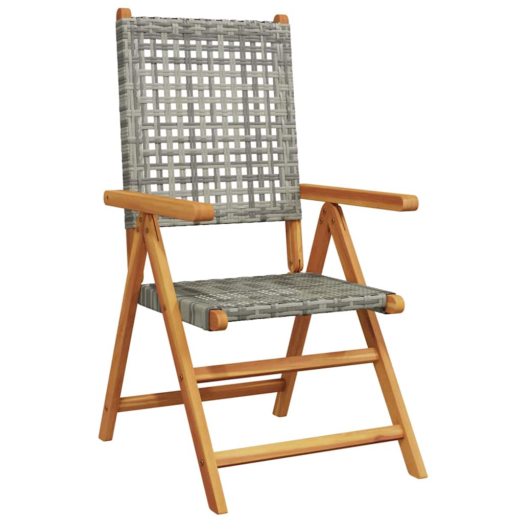 Hage Spisegruppe 7 pcs Grå Solid akasietre og poly rattan