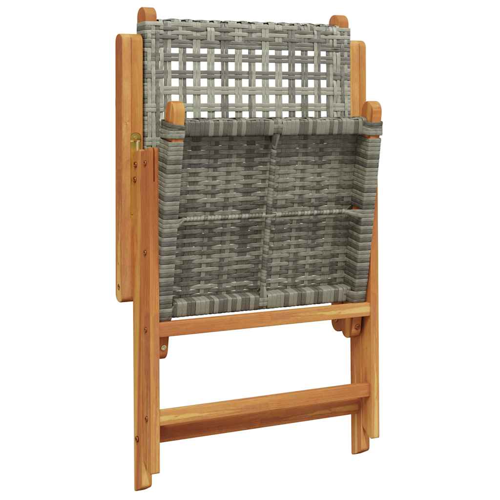 Hage Spisegruppe 7 pcs Grå Solid akasietre og poly rattan