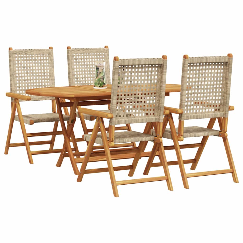 Hage Spisegruppe 5 pcs Beige Solid akasietre og poly rattan