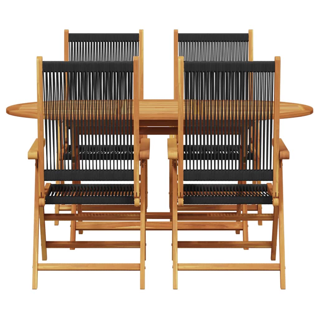 Hage Spisegruppe 5 pcs Svart Solid akasietre og poly rattan