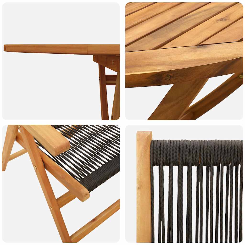 Hage Spisegruppe 7 pcs Svart Solid akasietre og poly rattan