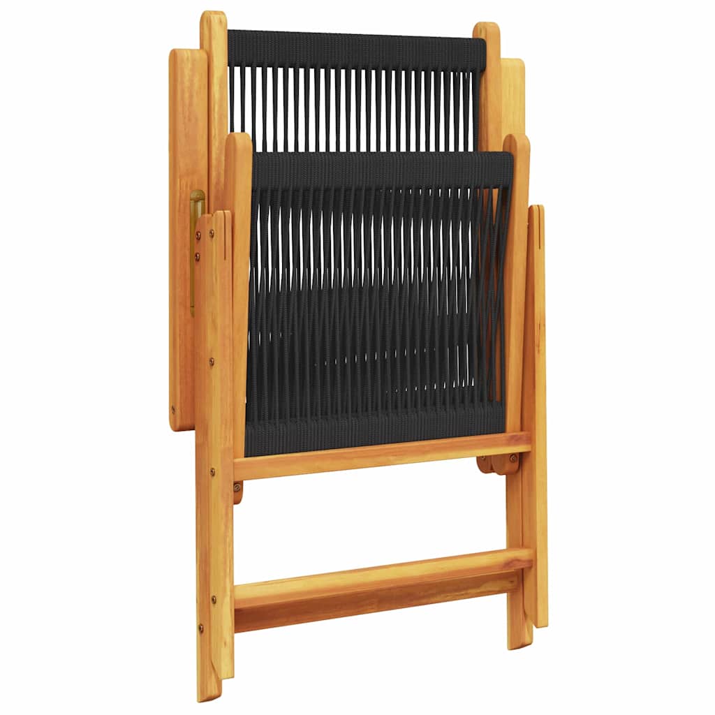 Hage Spisegruppe 7 pcs Svart Solid akasietre og poly rattan