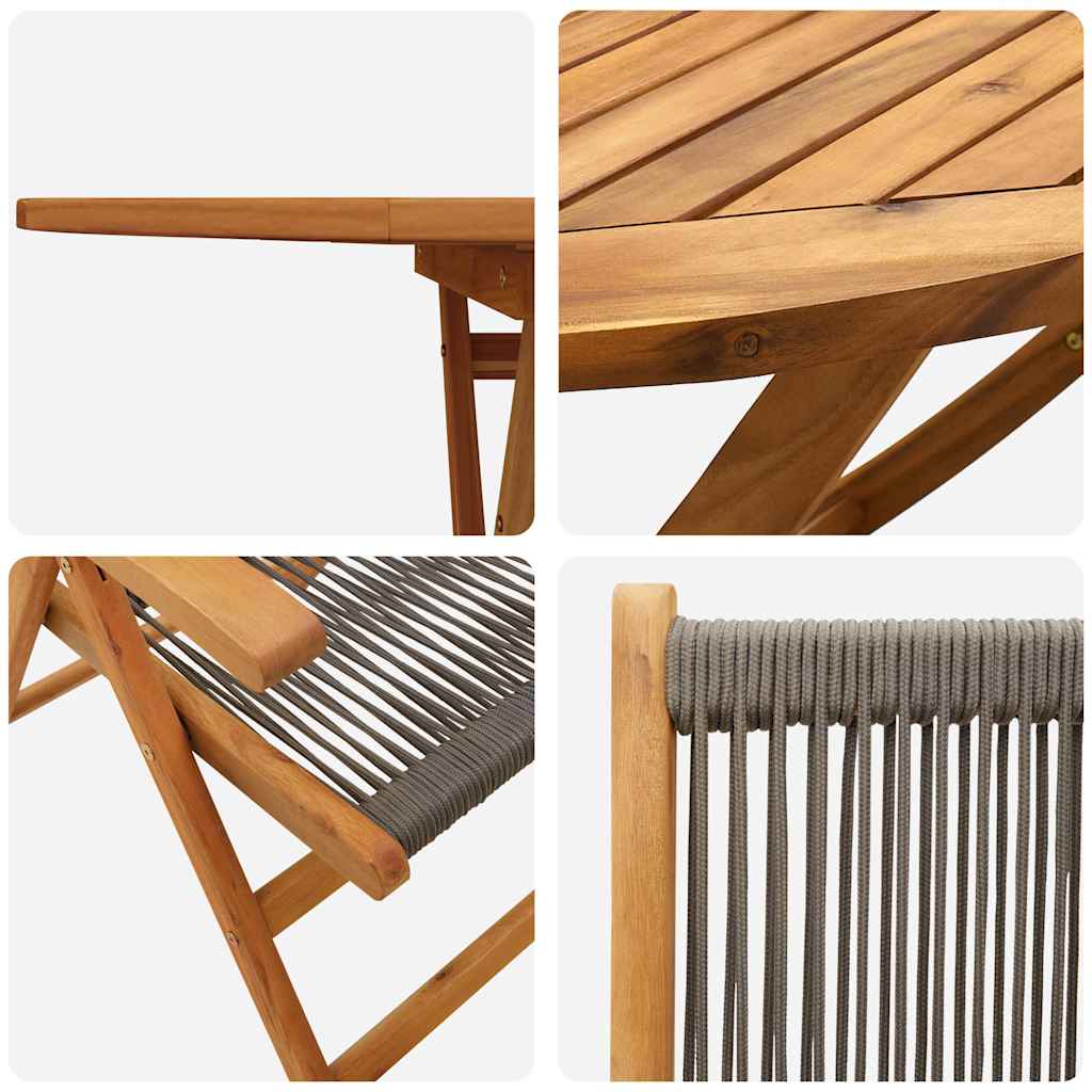 Hage Spisegruppe 5 pcs Grå Solid akasietre og poly rattan