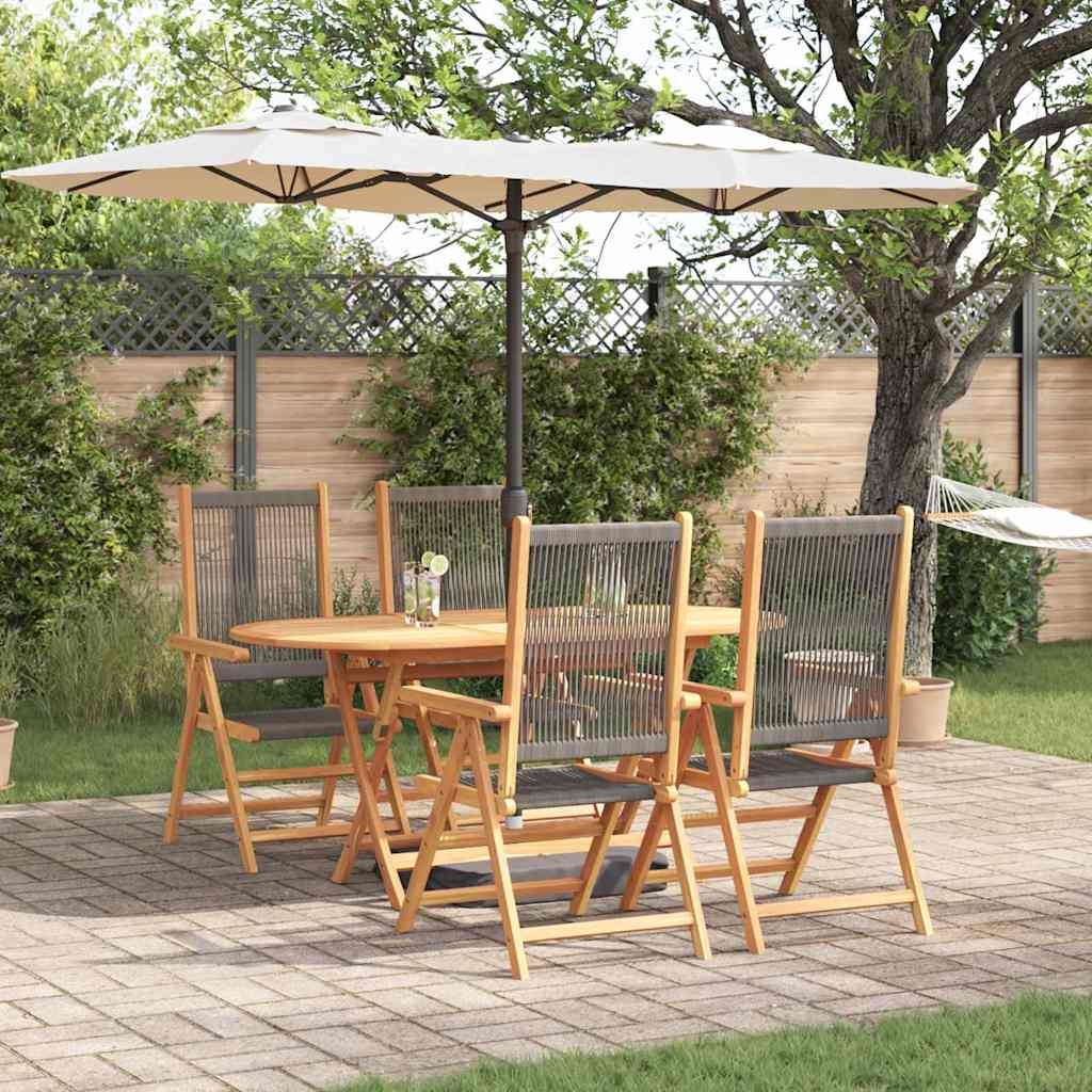 Hage Spisegruppe 5 pcs Grå Solid akasietre og poly rattan