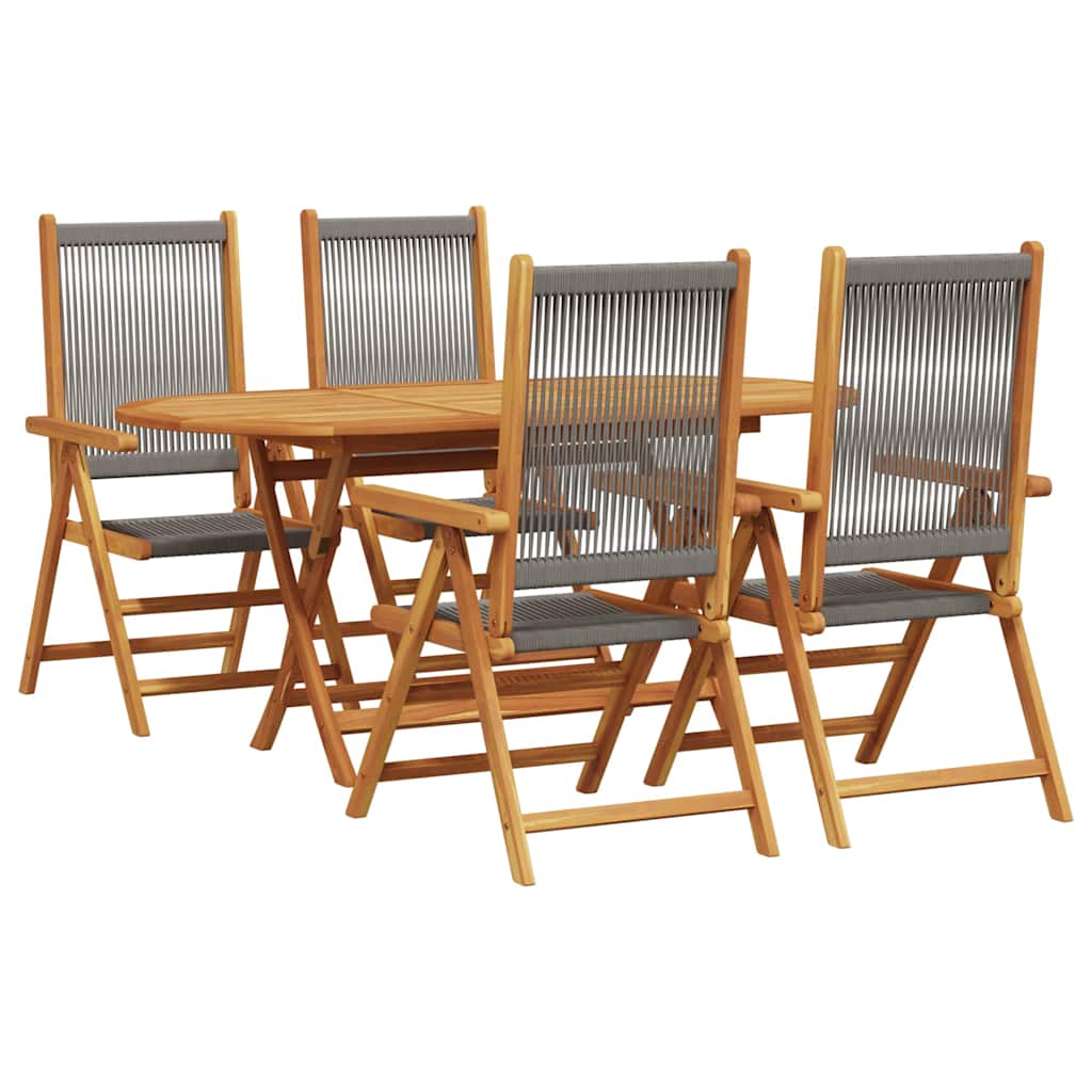 Hage Spisegruppe 5 pcs Grå Solid akasietre og poly rattan