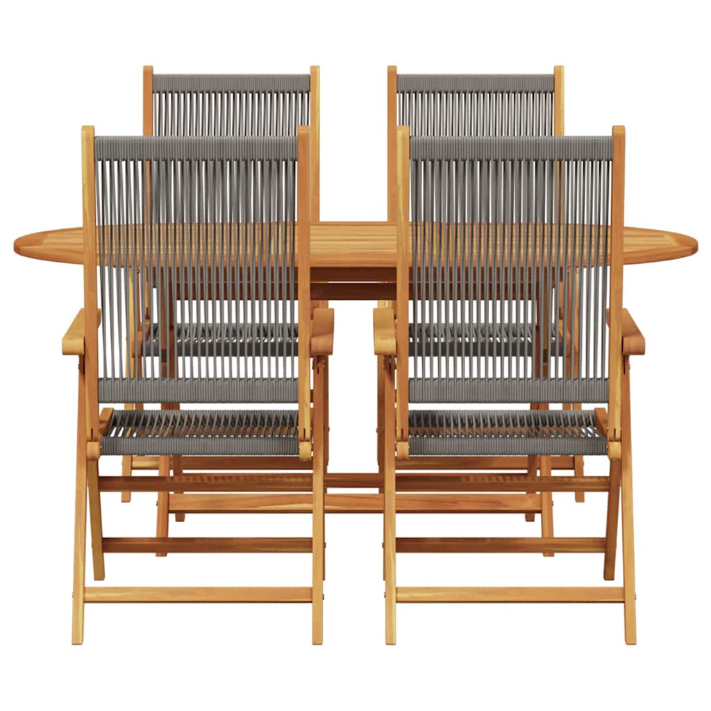 Hage Spisegruppe 5 pcs Grå Solid akasietre og poly rattan