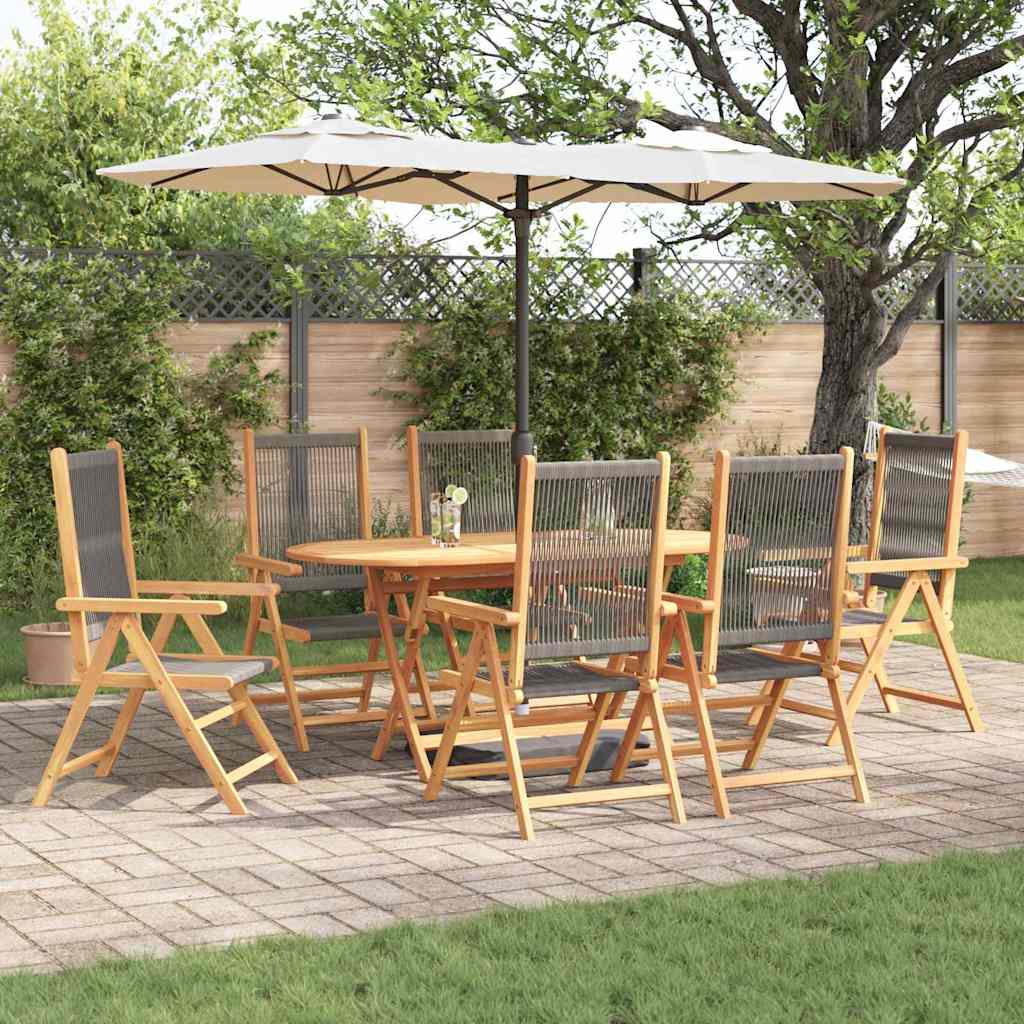 Hage Spisegruppe 7 pcs Grå Solid akasietre og poly rattan