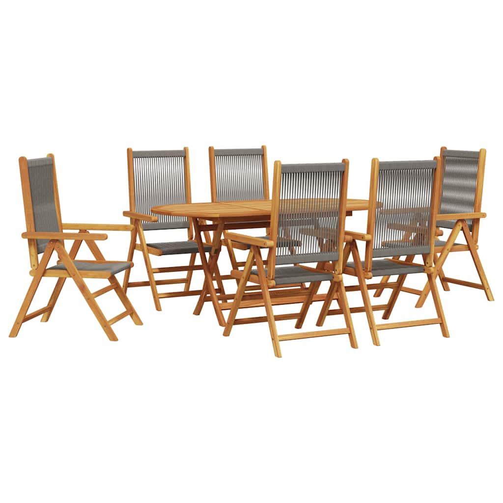 Hage Spisegruppe 7 pcs Grå Solid akasietre og poly rattan