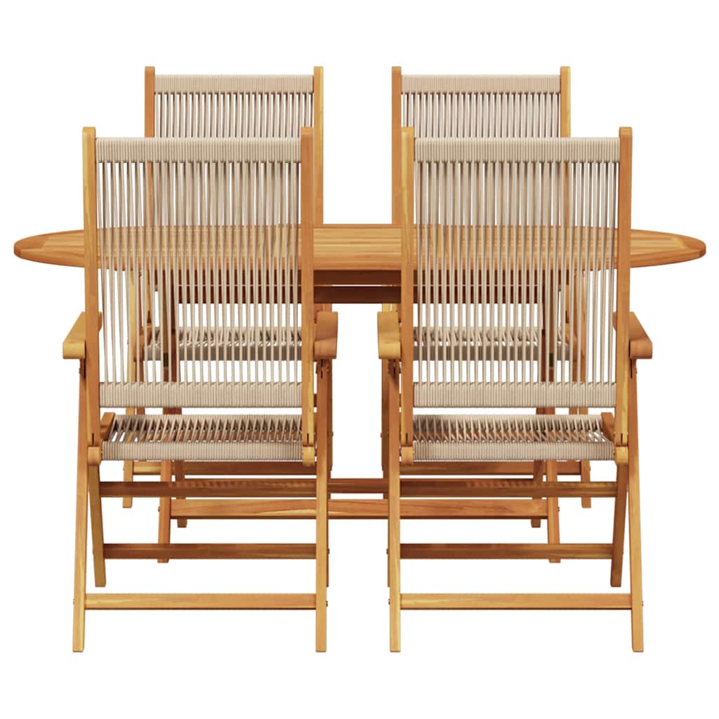 Hage Spisegruppe 5 pcs Beige Solid akasietre og poly rattan