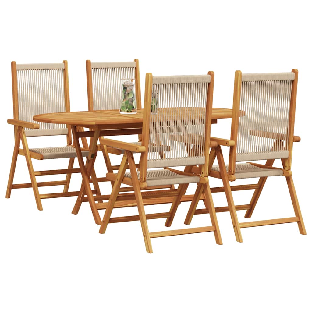Hage Spisegruppe 5 pcs Beige Solid akasietre og poly rattan