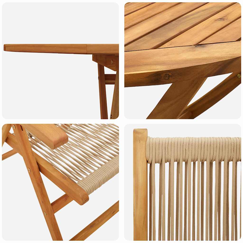 Hage Spisegruppe 7 pcs Beige Solid akasietre og poly rattan
