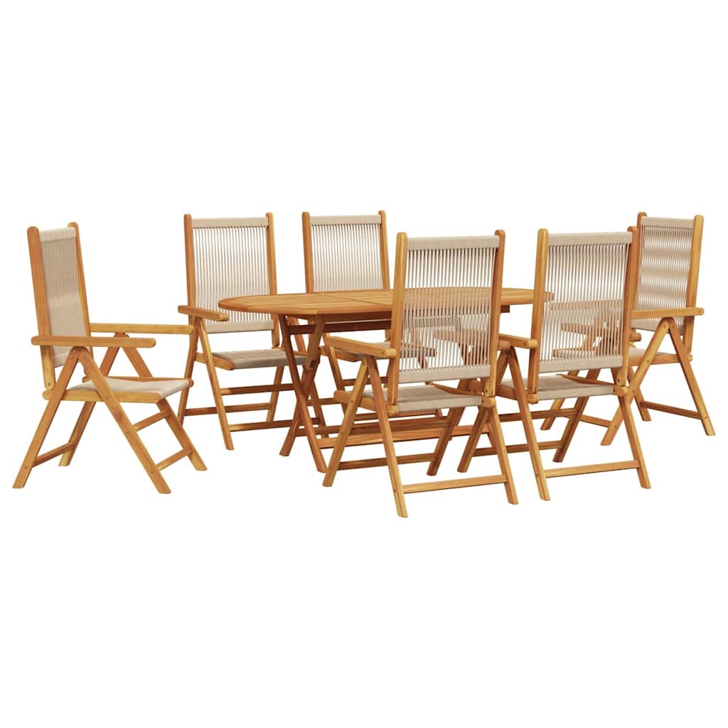 Hage Spisegruppe 7 pcs Beige Solid akasietre og poly rattan