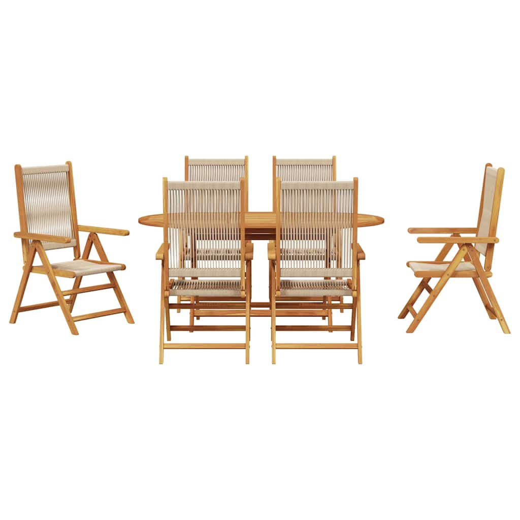Hage Spisegruppe 7 pcs Beige Solid akasietre og poly rattan