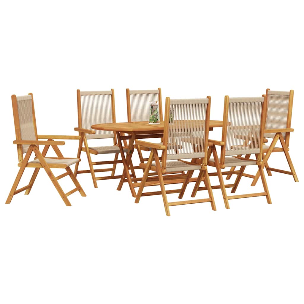 Hage Spisegruppe 7 pcs Beige Solid akasietre og poly rattan