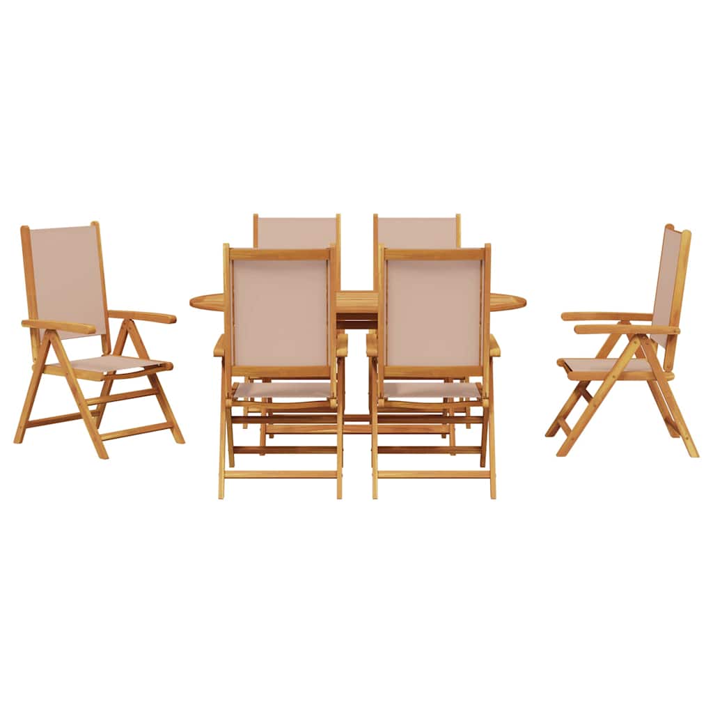 Hage Spisegruppe 7 pcs Gråbrun heltre akasie