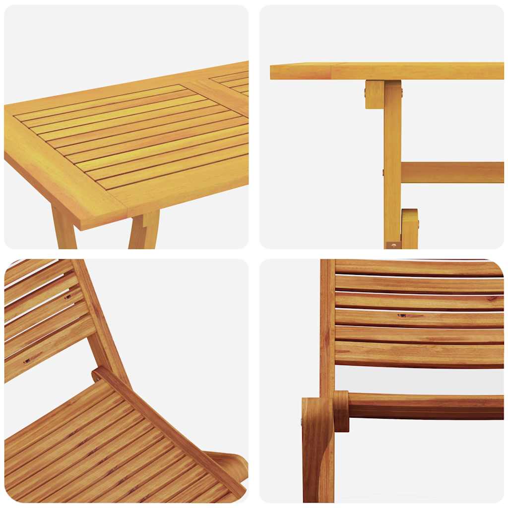 Hage Spisegruppe med pute Folding 5 pcs Brun heltre akasie