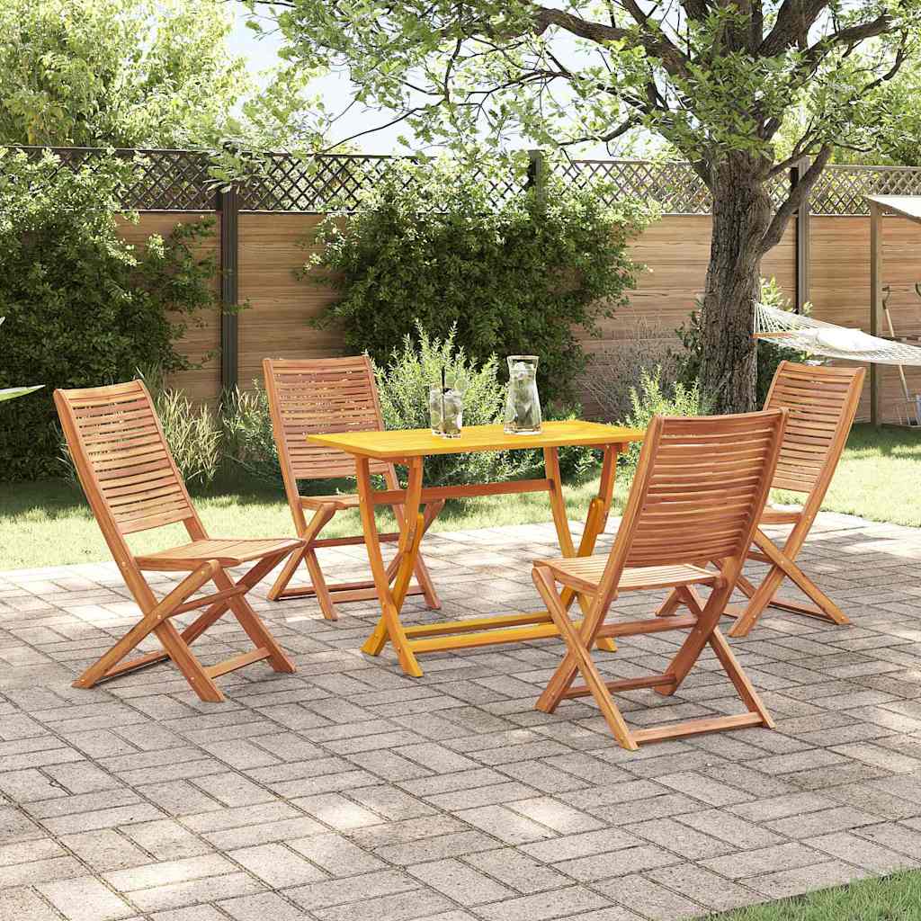 Hage Spisegruppe med pute Folding 5 pcs Brun heltre akasie