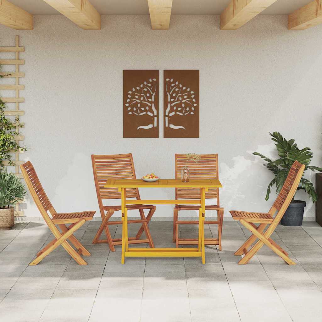 Hage Spisegruppe med pute Folding 5 pcs Brun heltre akasie