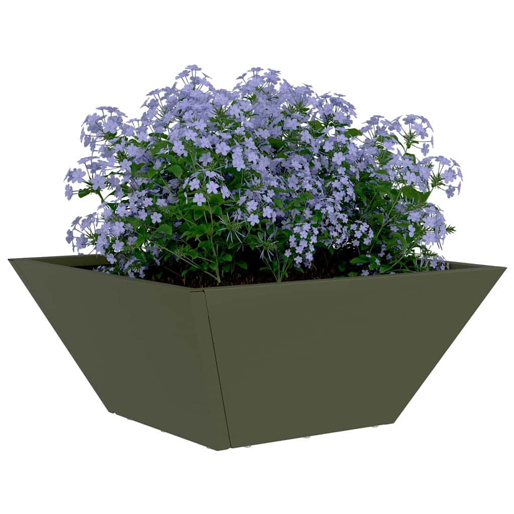hageskål potte olivengrønn 35x35x15 cm i stål.
