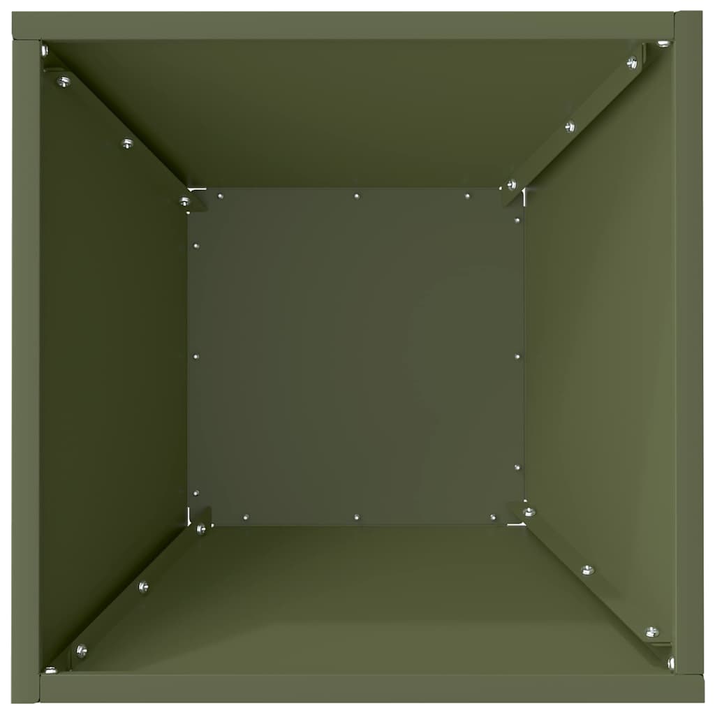 hageskål potte olivengrønn 35x35x15 cm i stål.