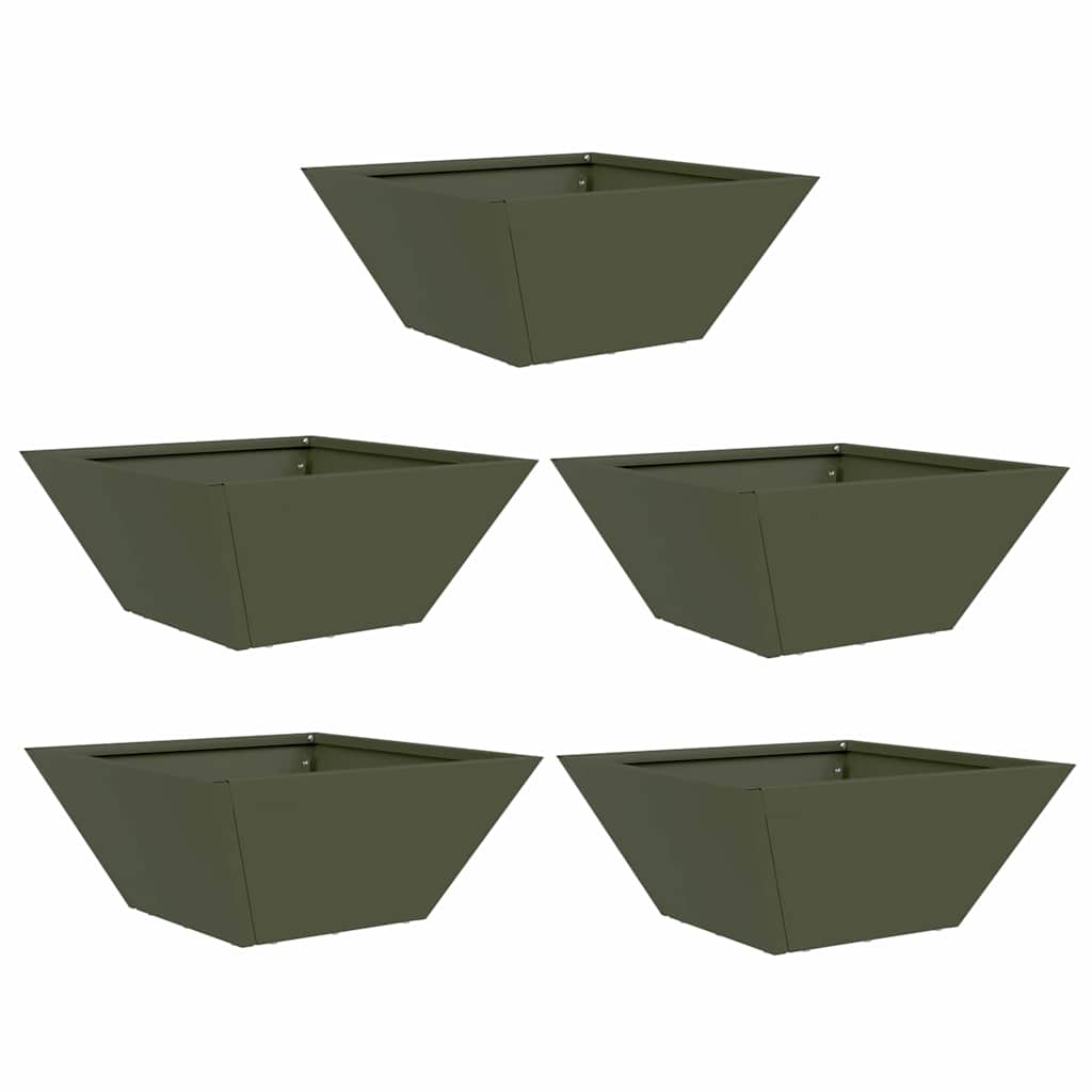 Hagebolle Plante 5 pcs Olivengrønn 35 x 35 x 15 cm Stål