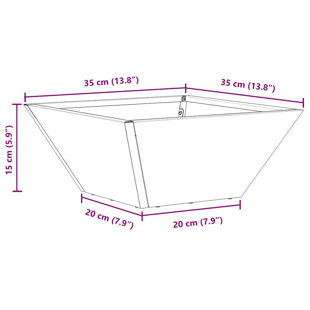 Hagebolle for Planter 35x35x15 cm i Rustfritt Stål