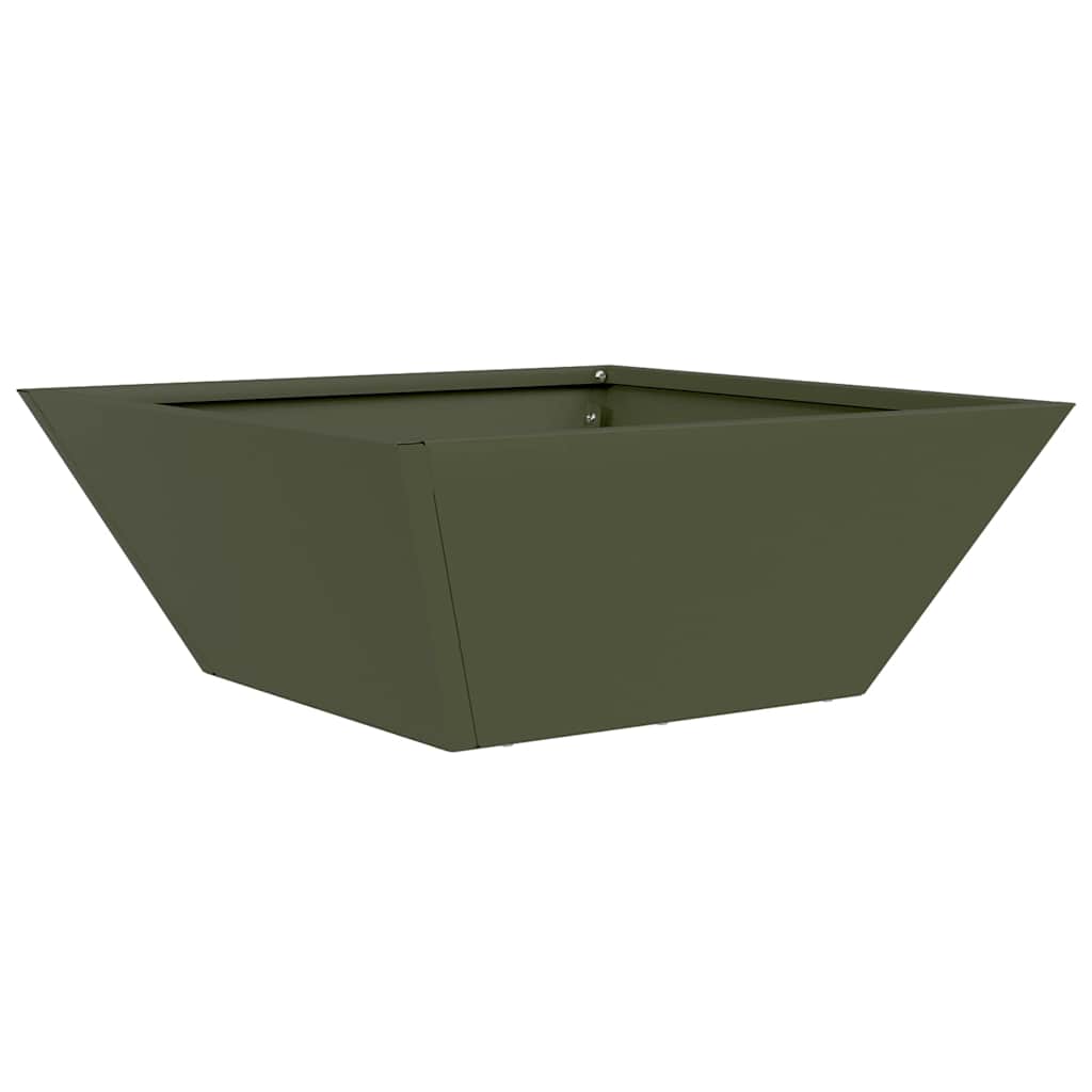 hagebolle plantekasser, 5 stk olivengrønn 40x40x15 cm i stål.