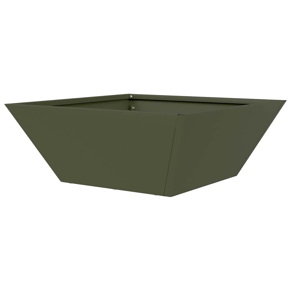 hagebolle plantekasser, 5 stk olivengrønn 40x40x15 cm i stål.