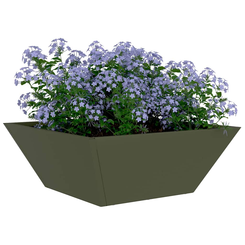 hagebolle plantekasser, 5 stk olivengrønn 40x40x15 cm i stål.