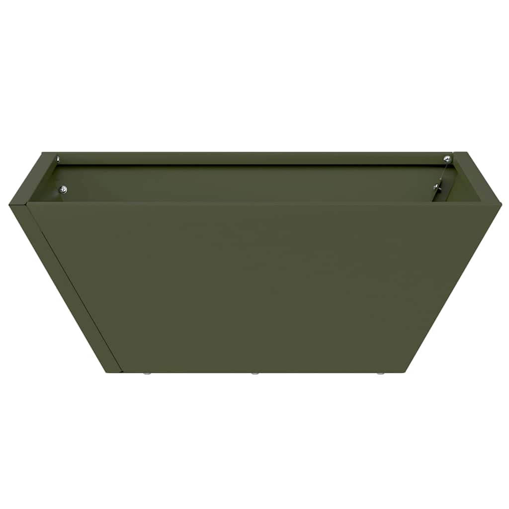hagebolle plantekasser, 5 stk olivengrønn 40x40x15 cm i stål.