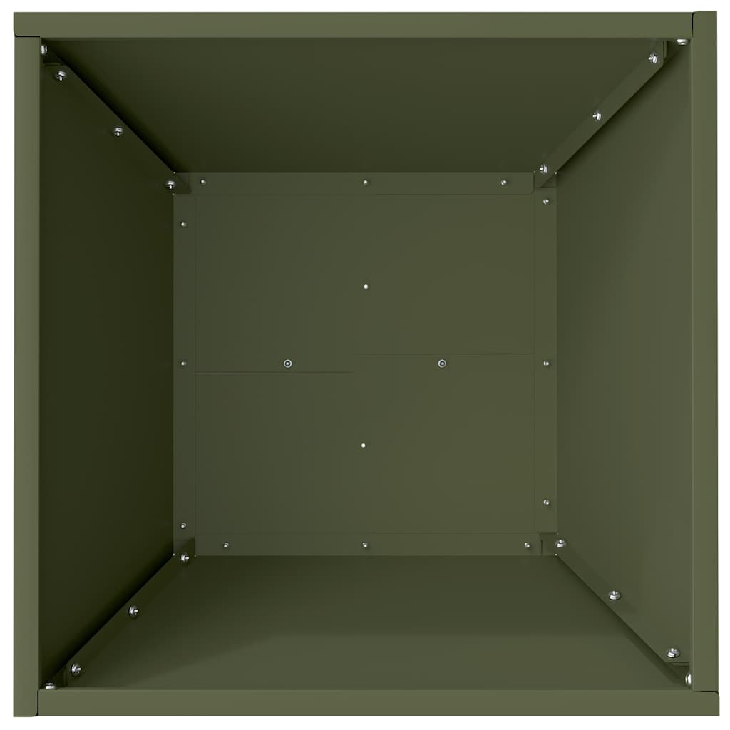 hagebolle plantekasser, 5 stk olivengrønn 40x40x15 cm i stål.