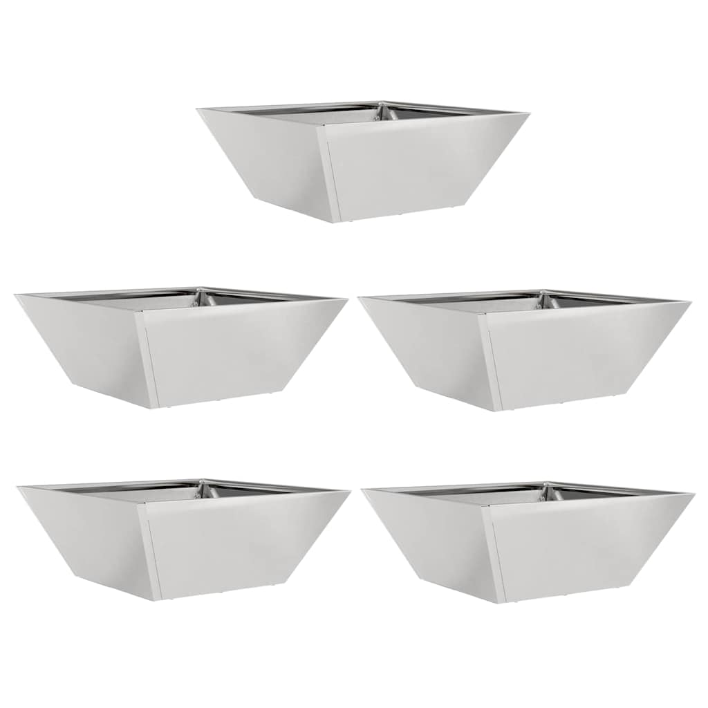 Plantekasser - 5 stk, 40x40x15 cm, Rustfritt Stål