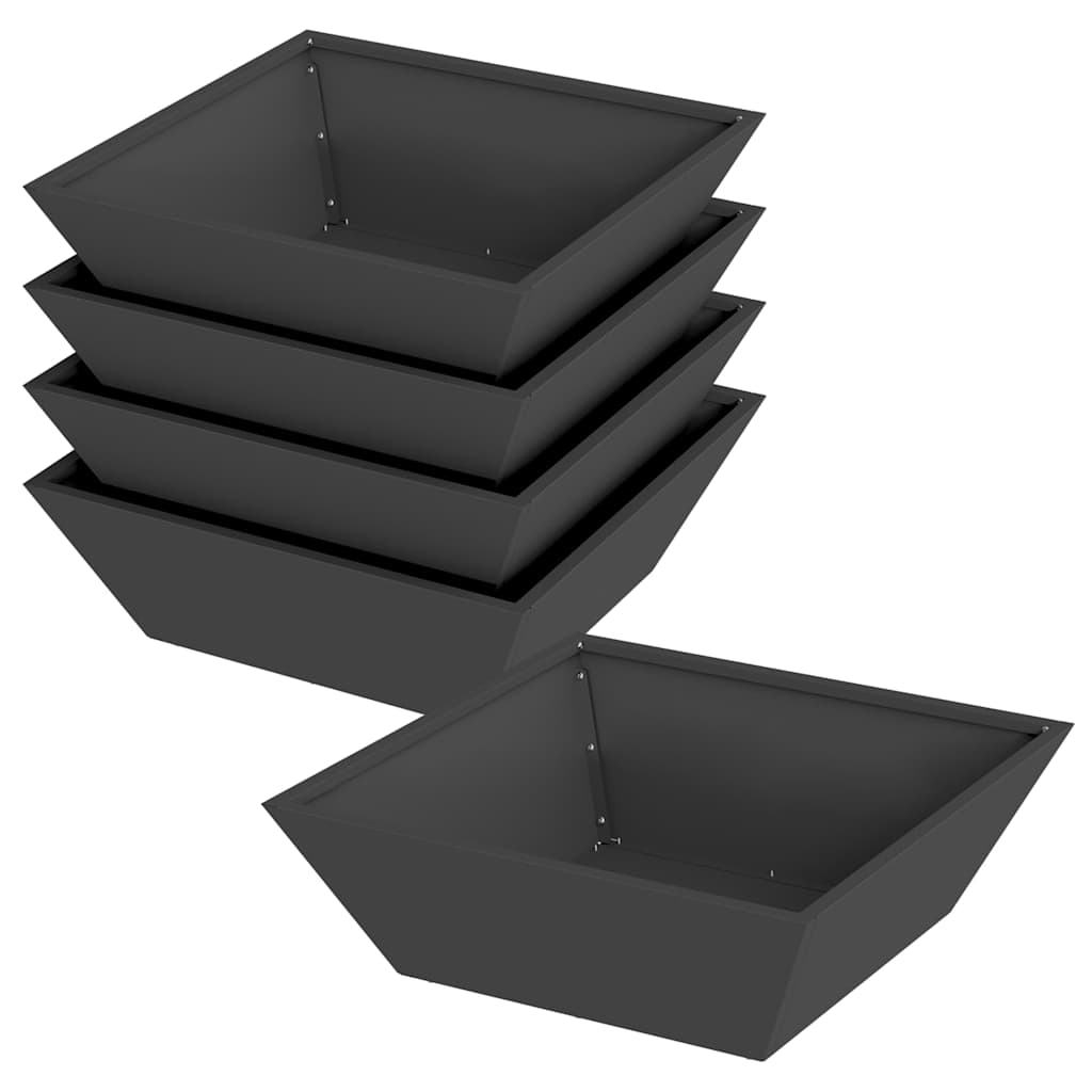 Hagebolle Plantere, 5 stk, Svart, 50x50x15 cm, Stål