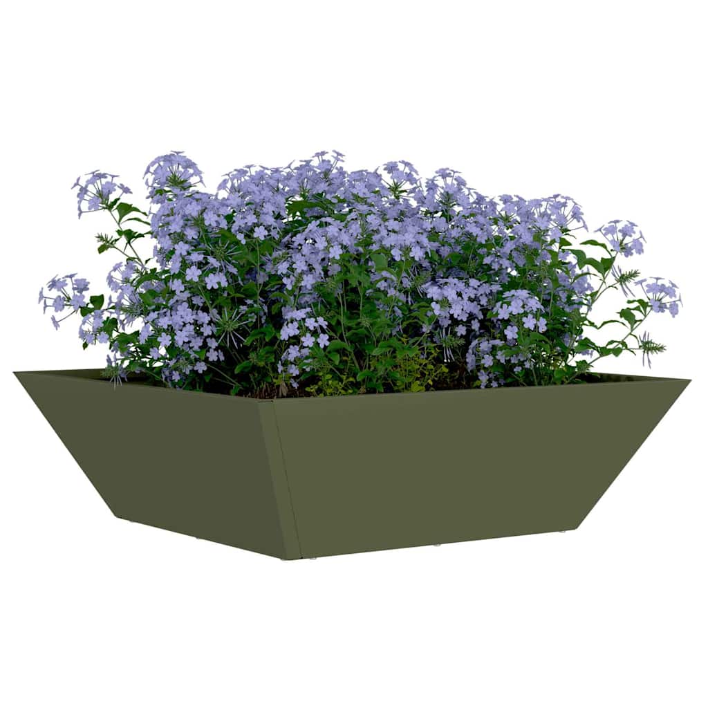 Hagebolle med 5 Blomsterpotter, Olivengrønn, 50x50x15 cm i Stål.