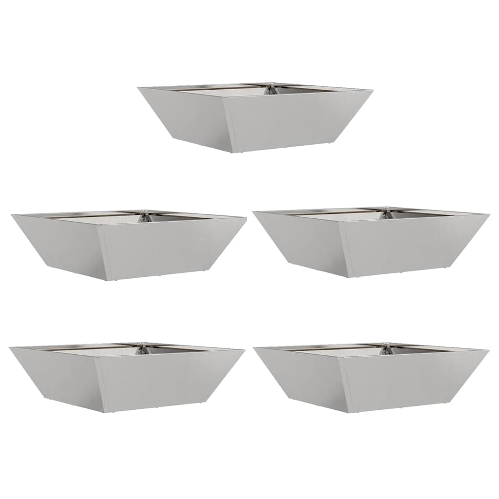Hagebolle planter, 5 stk, 50x50x15 cm i rustfritt stål.