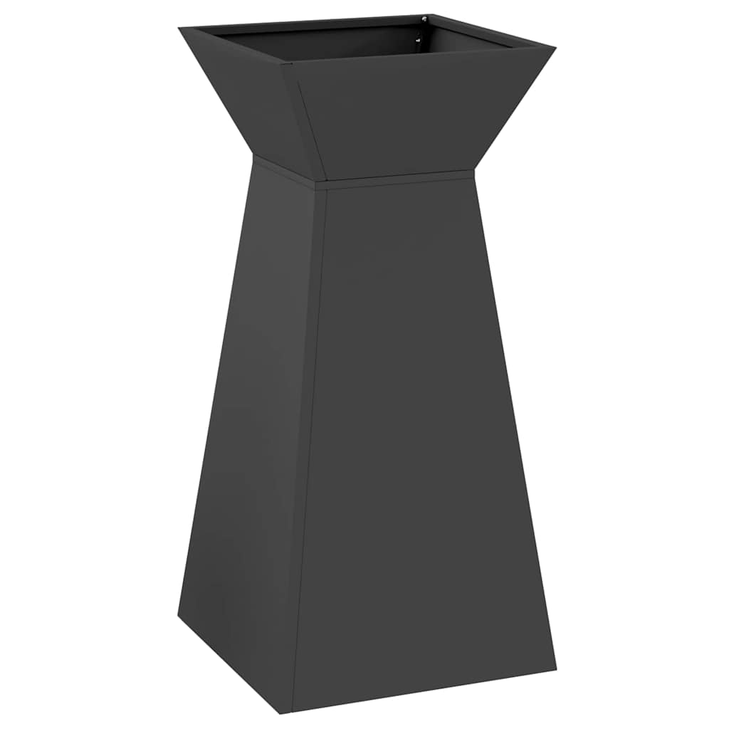 Hagepilar potter 2 stk med skål, svart, 35x35x73 cm, stål