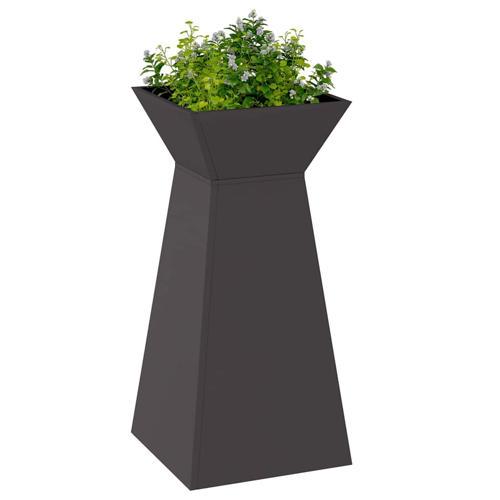 Hagepilar potter 2 stk med skål, svart, 35x35x73 cm, stål