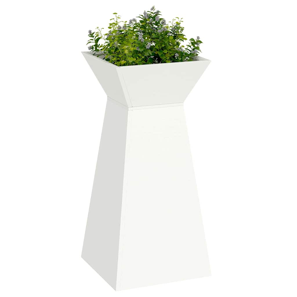 Hagepilar Plantekasse med Skål, Hvit, 35x35x73 cm, Stål