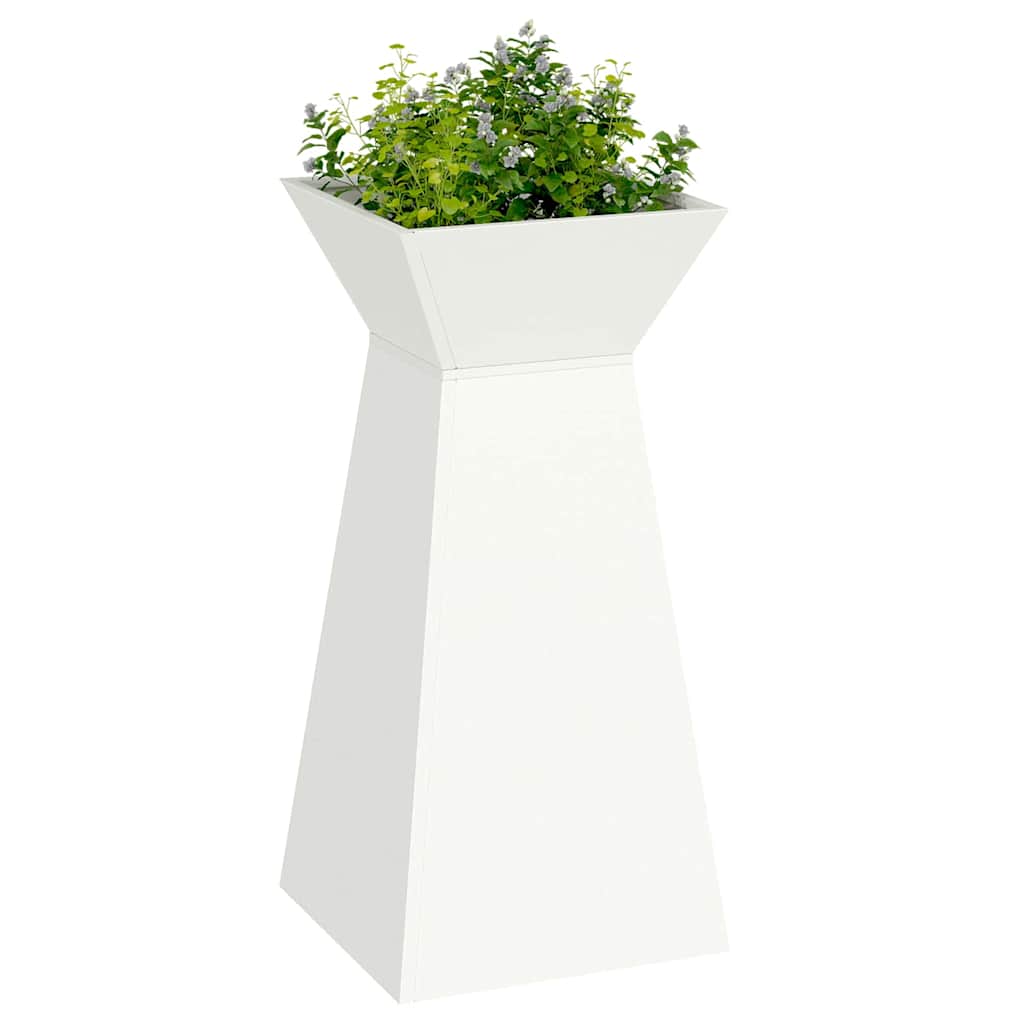 Hagepilleplantere 2 stk med bolle, hvit, 35x35x73 cm, stål