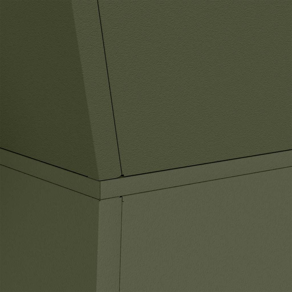 Hagepilar Plantepotter 2 stk med Bolle i Olivengrønn, 35x35x73 cm, Stål.