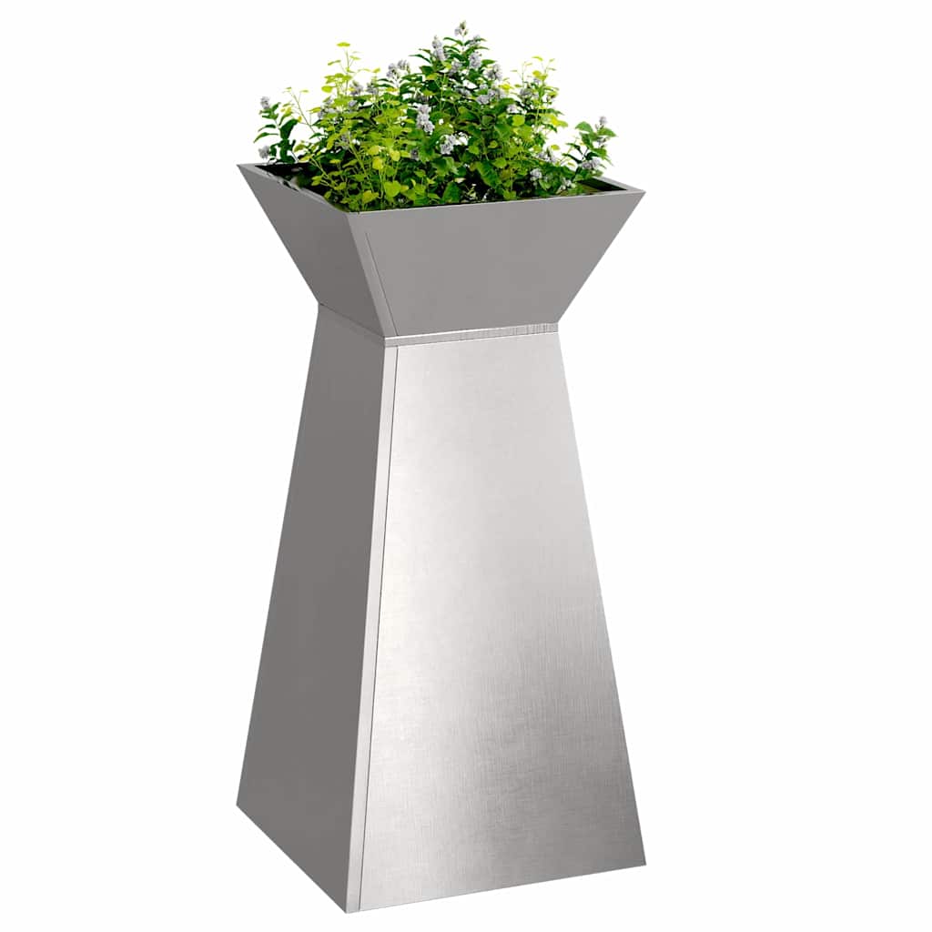 Hagepilarplante med skål 35x35x73 cm i rustfritt stål