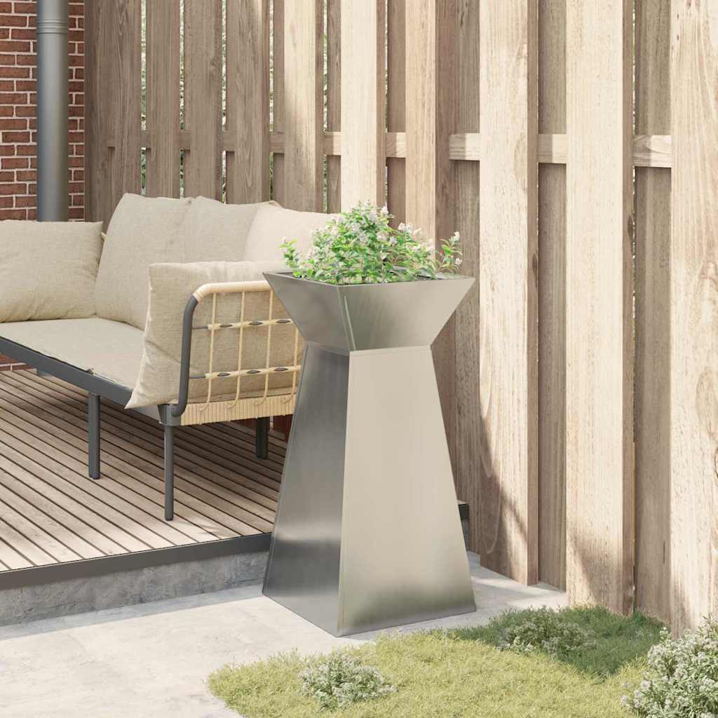 Hagepilar Planteholder med Bolle 35x35x73 cm i Galvanisert Stål