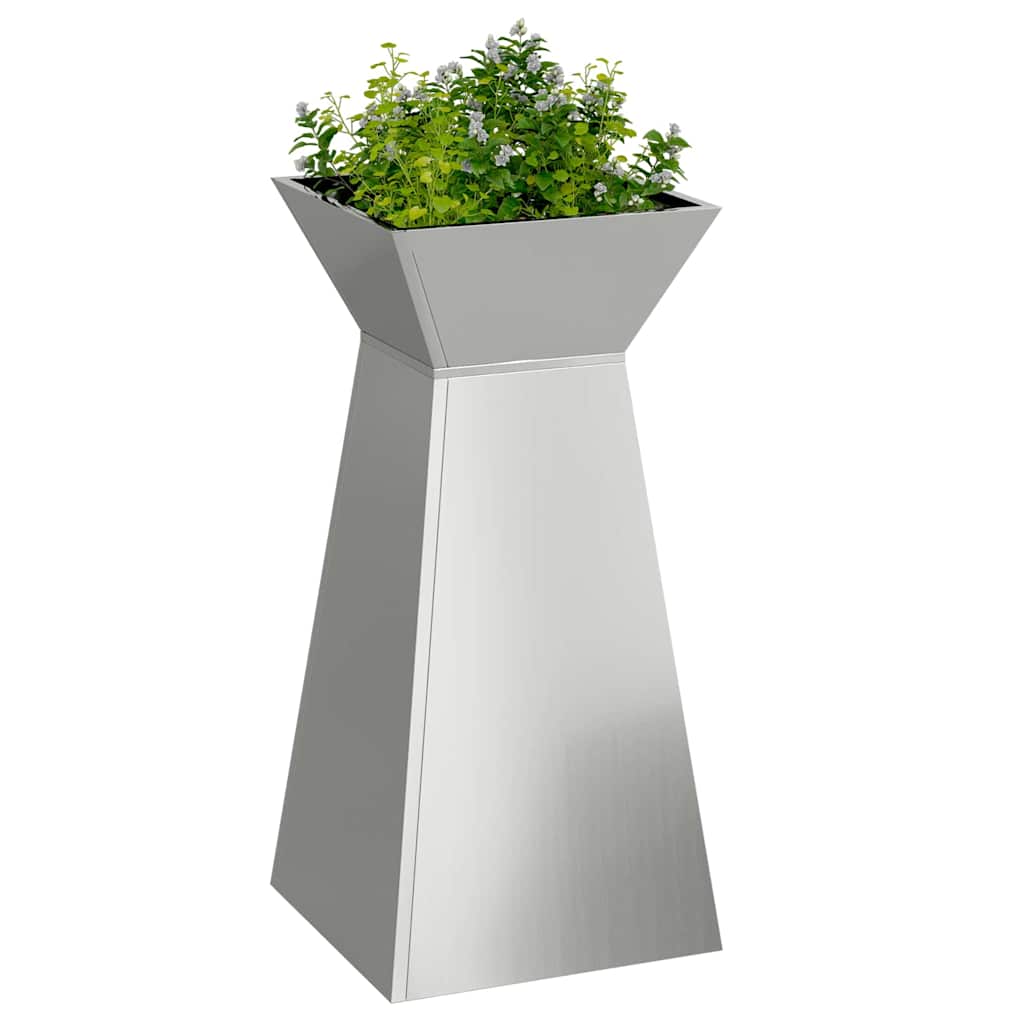Hagepilar Plantere, 2 stk med skål, 35x35x73 cm, galvanisert stål