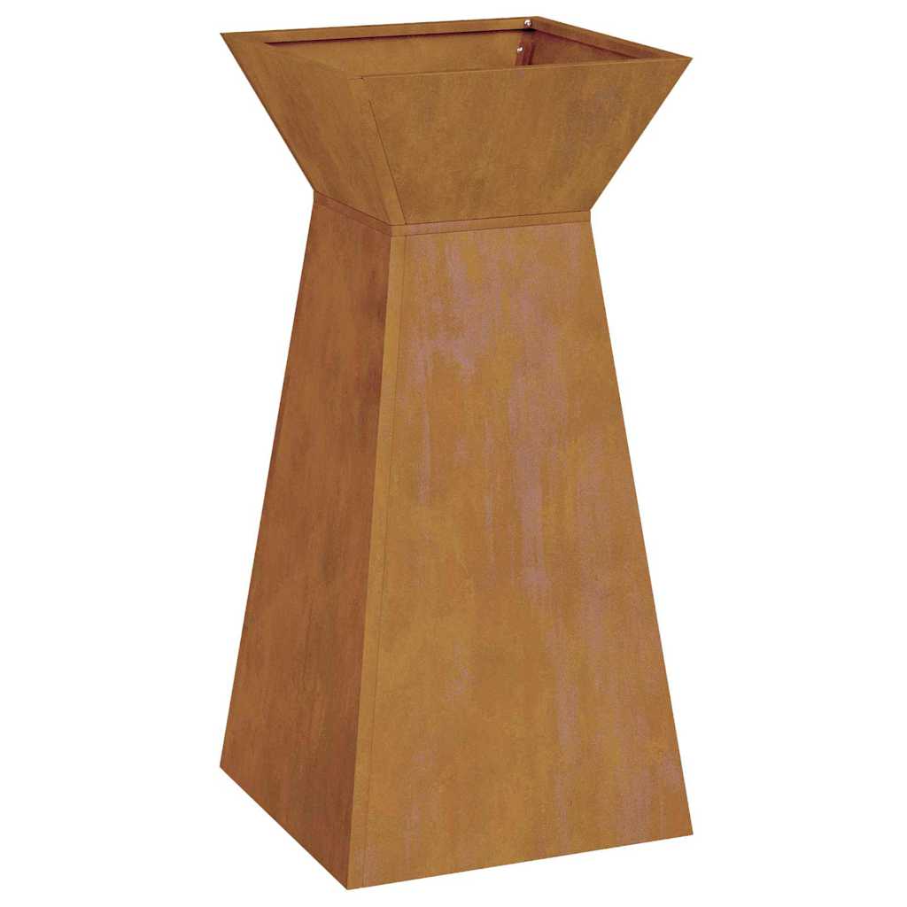 Hagepelare Plantekasse med Skål 35x35x73 cm. Værbestandig stål.