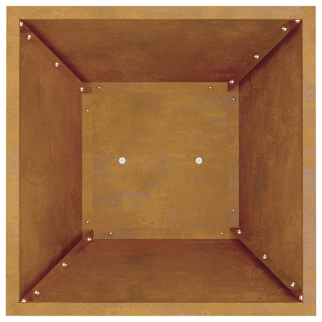 Hagepelare Plantekasse med Skål 35x35x73 cm. Værbestandig stål.