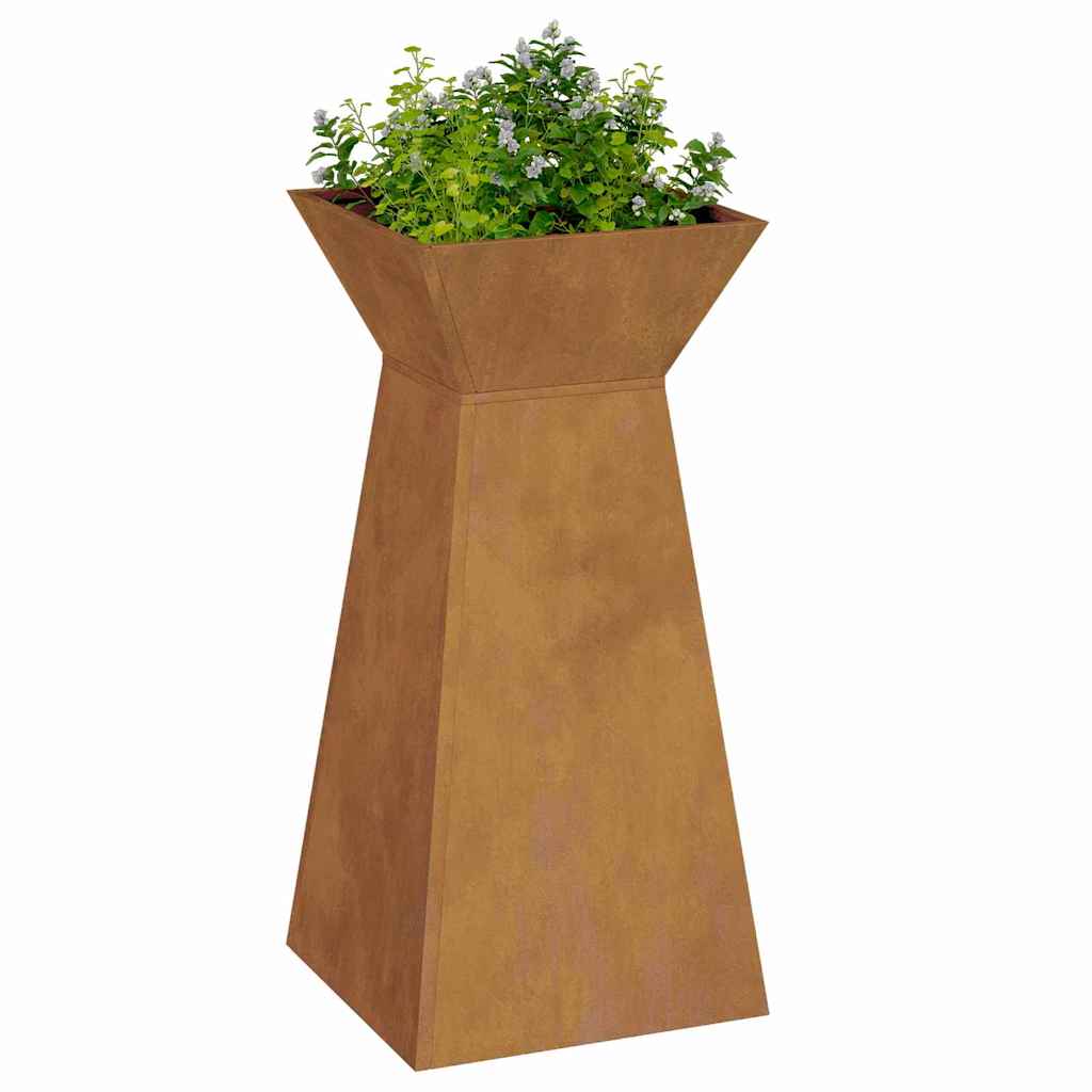 Hagepilarer med Blomsterkasser – 2 stk med Bolle, 35x35x73 cm, Værbestandig Stål.