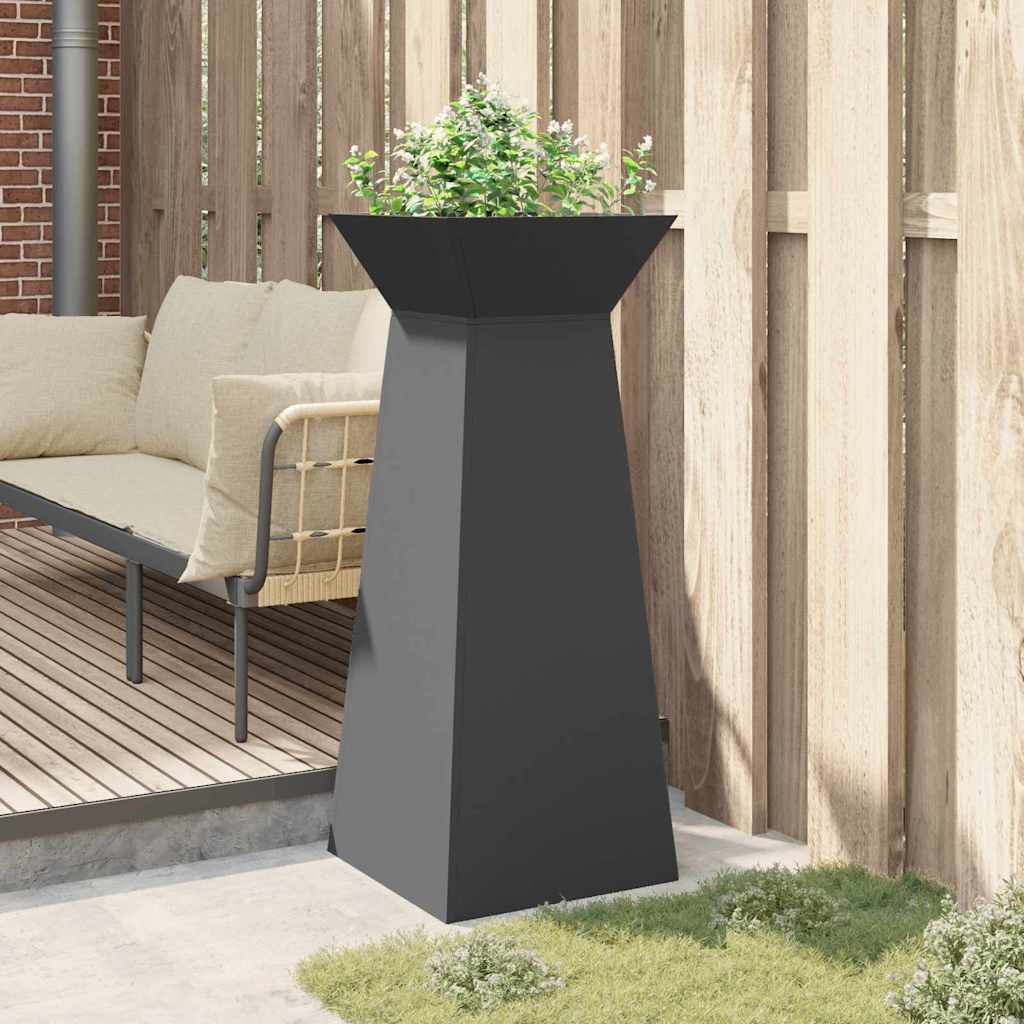 Hagepilar Plantekasse med Skål - Svart 40x40x100 cm i Stål