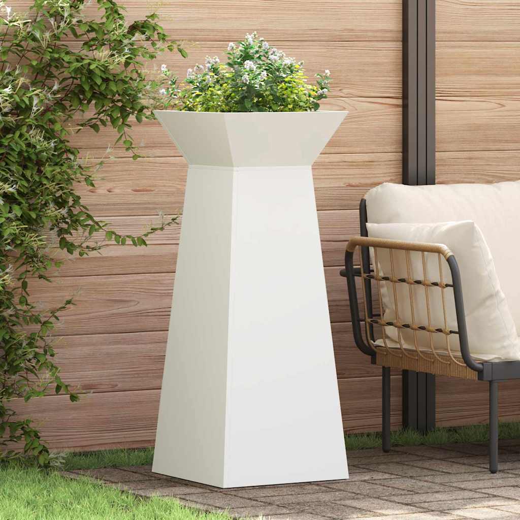 Hagepileplantere, 2 stk med bolle, hvit, 40x40x100 cm, stål.