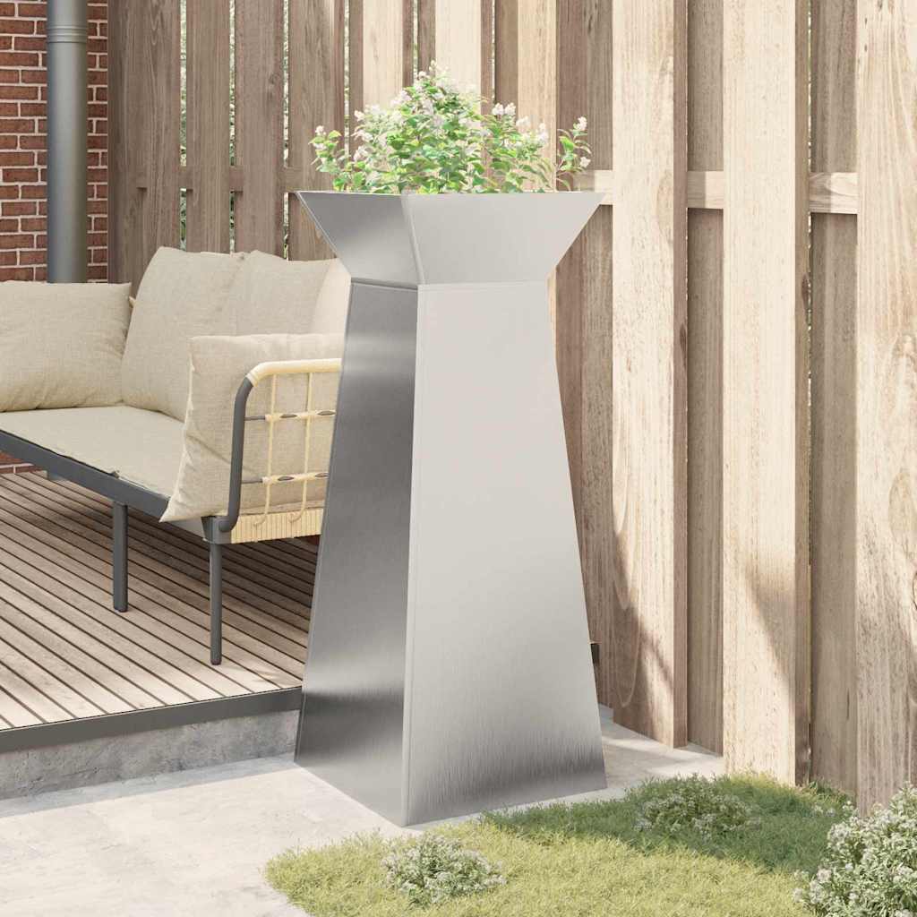 Hagepilar Planter med Bolle 40x40x100 cm i Rustfritt Stål
