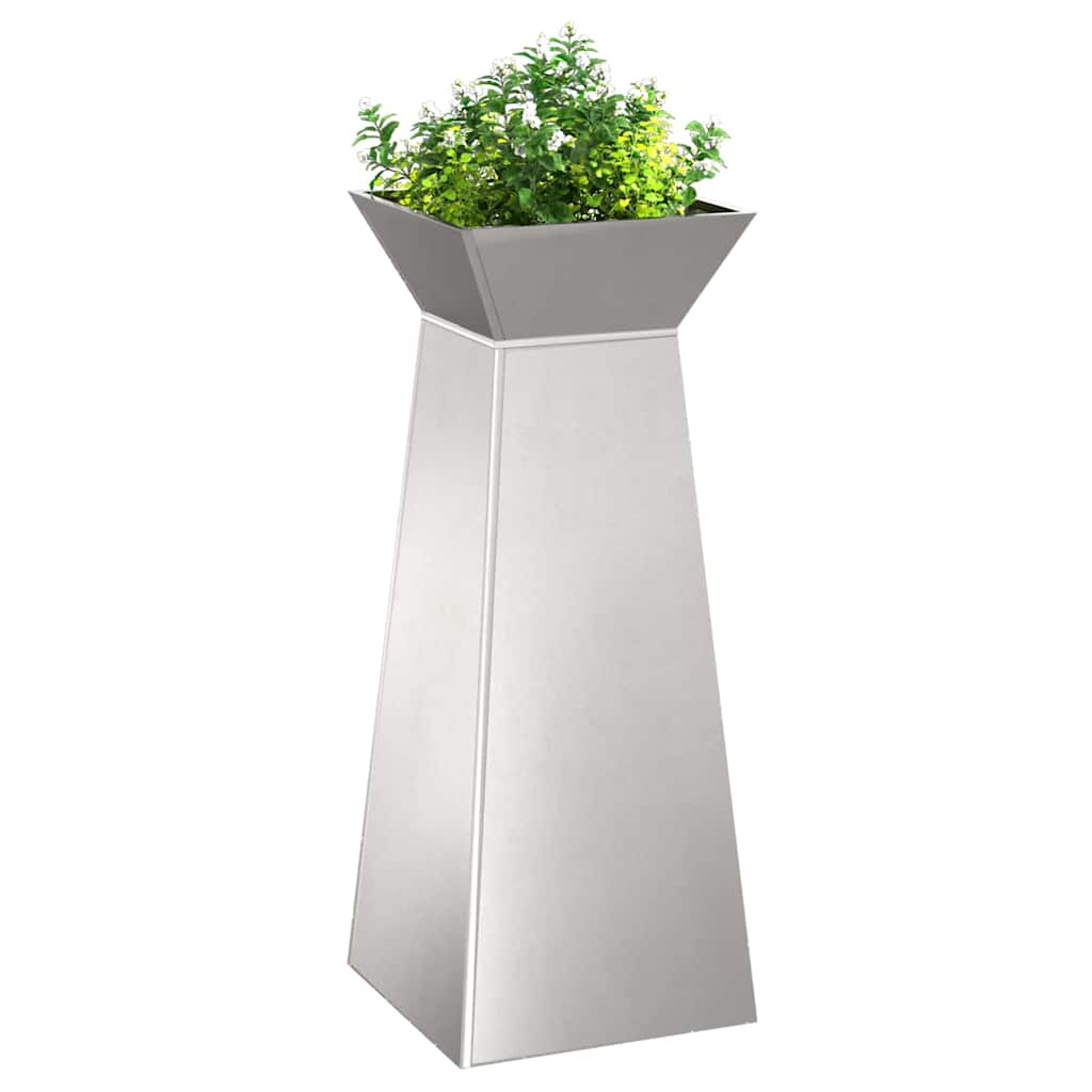 Hagepilarplantere 2 stk med Bolle 40x40x100 cm i Rustfritt Stål